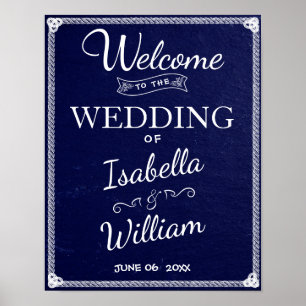Welcome Sign   Simple Rustic Blue Stone Wedding