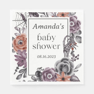 Welcome Sign Spooky Floral Halloween Baby Shower Napkin