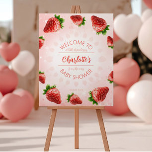 Welcome Sign Strawberry Baby Shower Poster 