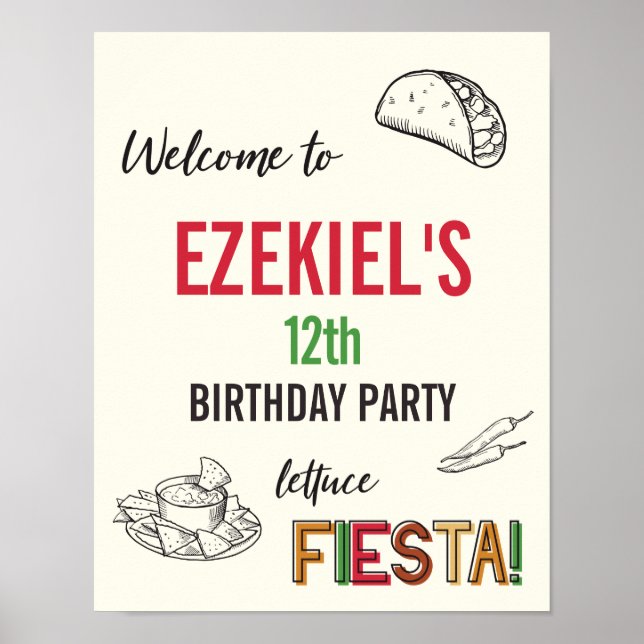 Welcome Sign Taco Birthday Party (Front)
