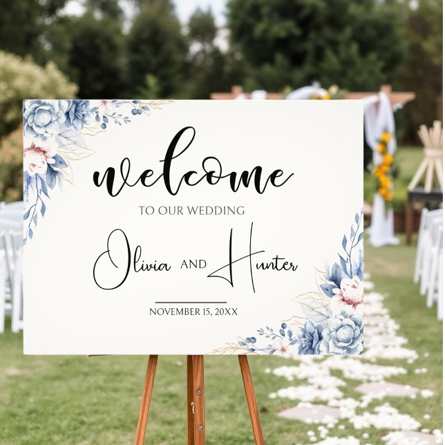 Welcome sign template for wedding with blush pink  (Creator Uploaded)