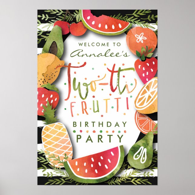 WELCOME SIGN | Two-tti Frutti Fruit Birthday Party (Front)