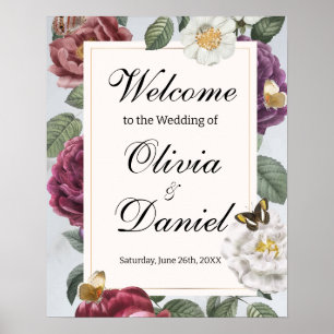 Welcome Sign Wedding Bloom Butterfly Vintage