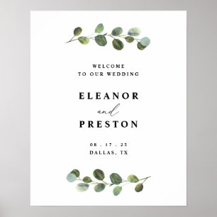 Welcome Sign Wedding, Eucalyptus Greenery