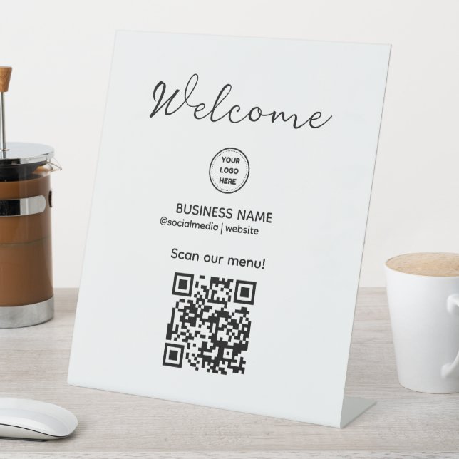 Welcome Sign With QR Code For Menu Sign (In SItu)