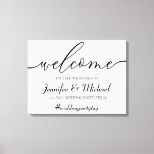 Welcome signature wedding simple minimal party canvas print