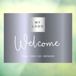 Welcome silver metallic business logo window cling