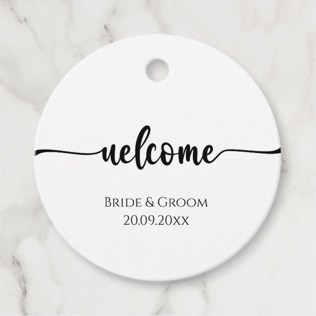 Welcome Simple Minimalist Modern Favour Tag (Front)