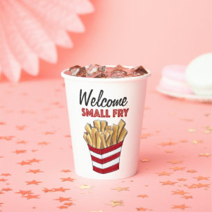 Welcome Small Fry French Fries Foodie Baby Shower Paper Cups