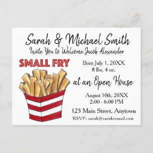 Welcome Small Fry French Fries New Baby Birth Invitation Postcard
