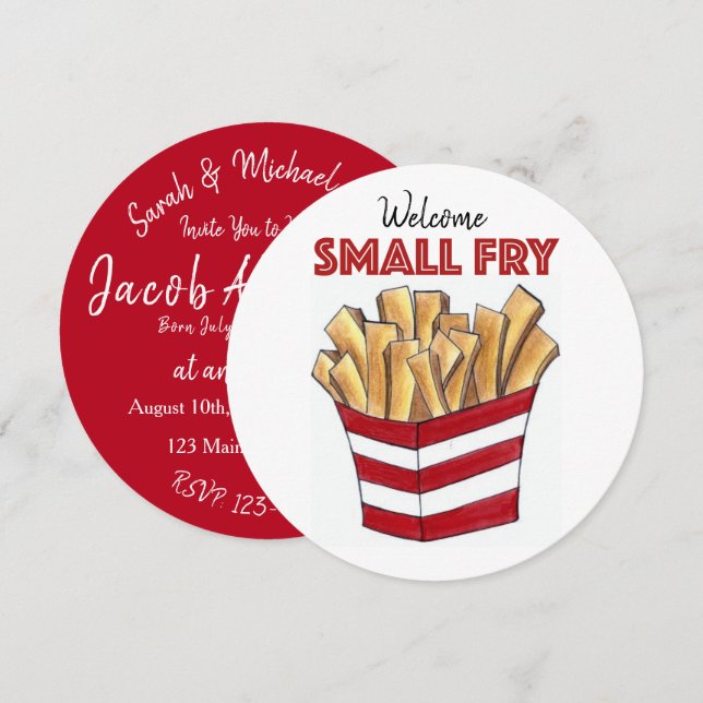 Welcome Small Fry French Fries New Baby Shower Invitation (Front/Back)