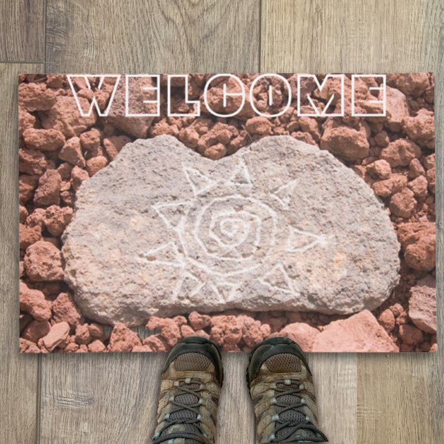 WELCOME Southwestern Sun Etched  Arizona Lava Rock Doormat (Creator Uploaded)