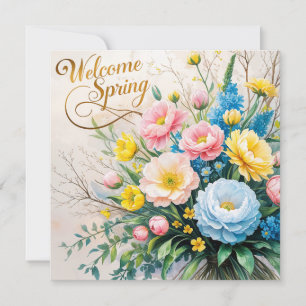 Welcome Spring Floral Bouquet Card