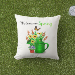 Welcome Spring Floral Throw Pillow