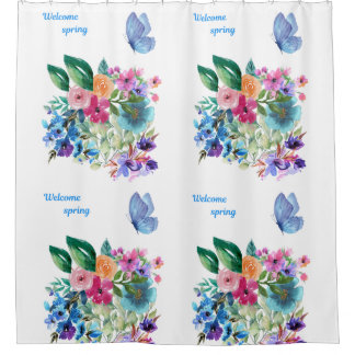 Welcome spring shower curtain