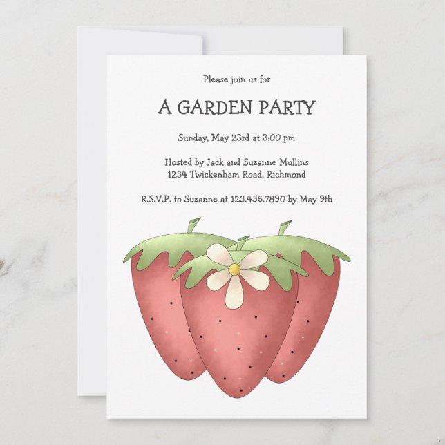 Welcome Spring · Strawberries & Flower Invitation (Front)