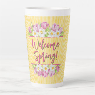 Welcome Spring Tulip and Daffodil Latte Mug