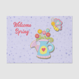 Welcome Spring Watering Can Flowers Tissue Paper
