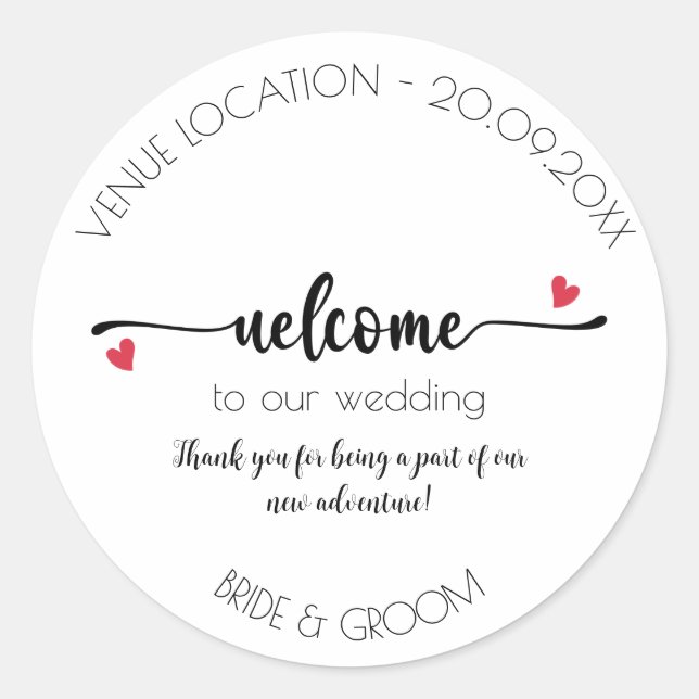 Welcome Sticker, Wedding, Engagement, Party Classic Round Sticker (Front)