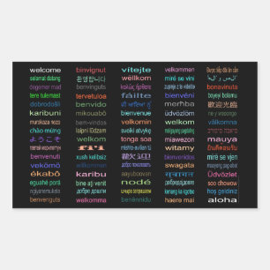 Welcome Stickers : 80 Languages / Black