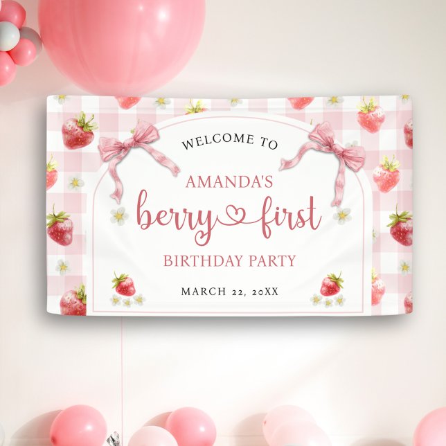 Welcome Strawberry Berry First Birthday  Banner (Creator Uploaded)