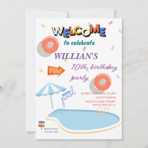 Welcome Summer Birthday Pool Party Invitation