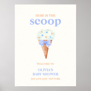 Welcome Summer Bow Star Ice Cream Baby Shower Poster