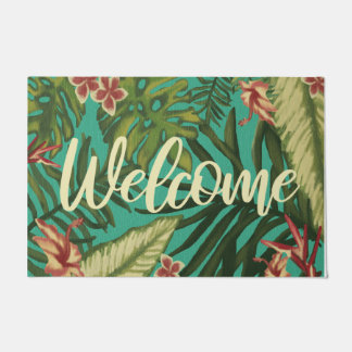 Welcome Summer Plants Mat, Tropical Vibes Doormat