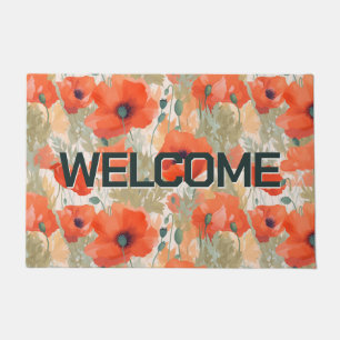 Welcome Summer Poppies Doormat