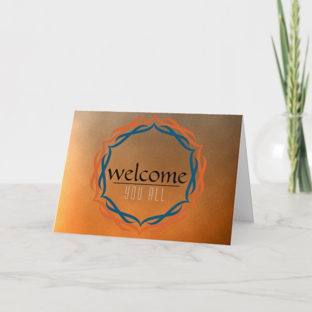 Welcome Sunset Mandala Damask Red Black Clouds Thank You Card (Front)