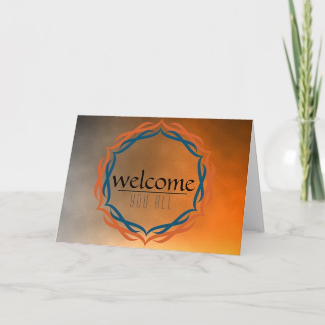 Welcome Sunset Mandala Damask Red Black Clouds Thank You Card (Front)