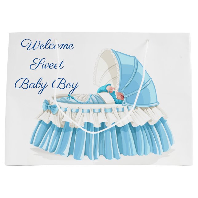Welcome Sweet Baby Boy Large Gift Bag (Front)