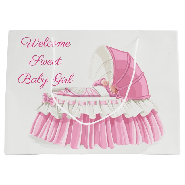 Welcome Sweet Baby Girl  Large Gift Bag (Front)