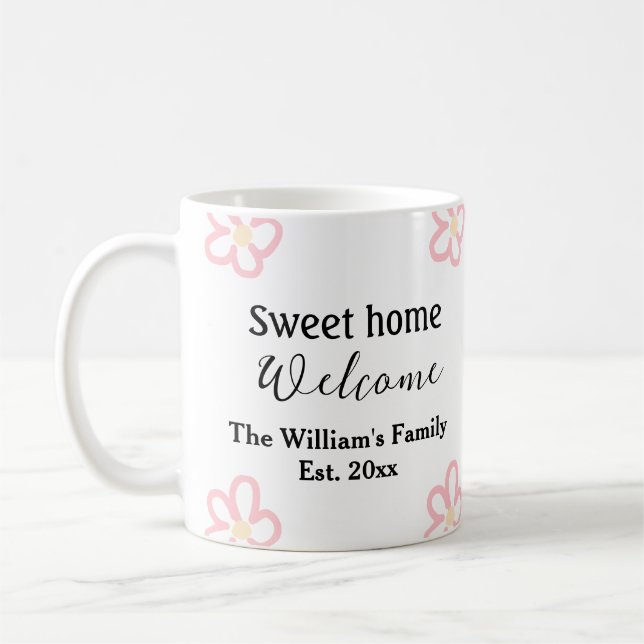 Welcome sweet home add family name year Est. Text  Coffee Mug (Left)