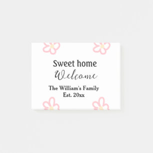 Welcome sweet home add family name year Est. Text Post-it Notes