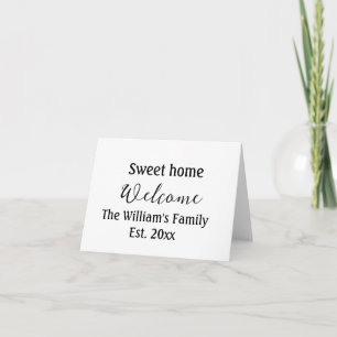 Welcome sweet home add family name year Est. Text Thank You Card
