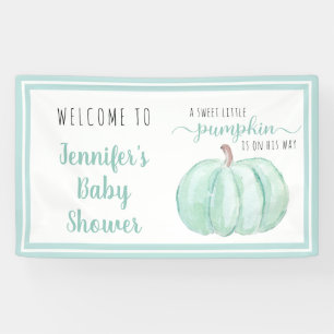 Welcome Sweet Little Pumpkin Mint Baby Shower Banner