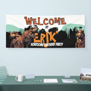 Welcome T-Rex Banner – Roaring Dino Party Sign
