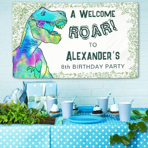 Welcome T-Rex Roar Dinosaur 8th Birthday Party Banner