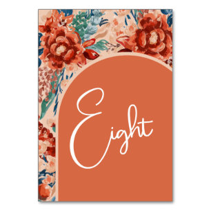 Welcome Table Numbers Boho Terracotta Floral