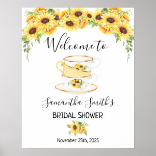Welcome Tea bridal shower sunflowers floral sign