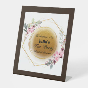 welcome tea party pedestal sign