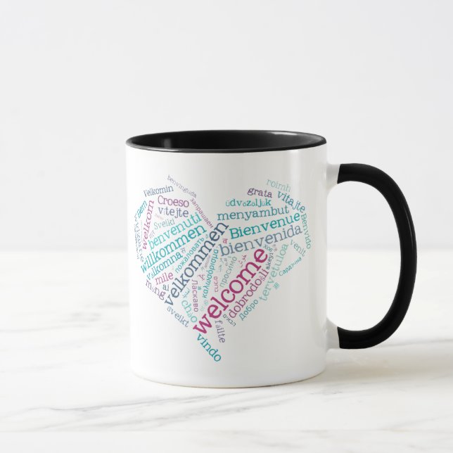 Welcome text heart mug (Right)