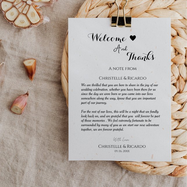 Welcome & thank you wedding guest table Card (Creator Uploaded)