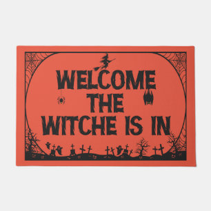 Welcome the Witch is in Funny Spooky Halloween  Doormat