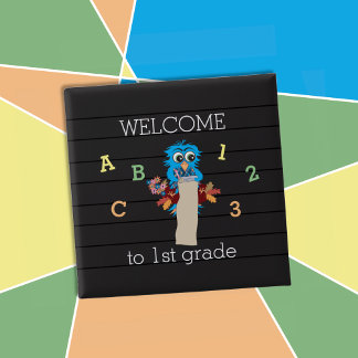 Welcome to 1st grade blue owl pin button