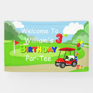 Welcome To 3rd Birthday Red Golf Cart Boy's Banner