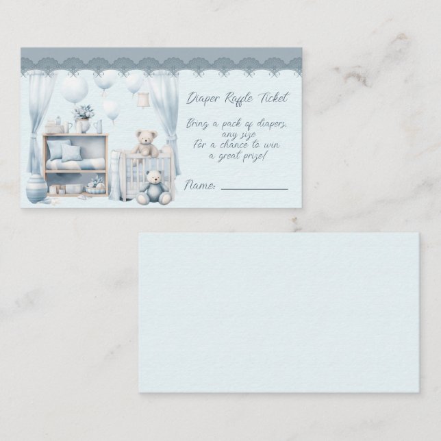 Welcome to a Baby Boy Shower Diaper Raffle  Enclosure Card (Front/Back)