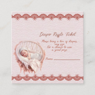 Welcome to a Baby Girl Shower Diaper Raffle Ticket Enclosure Card