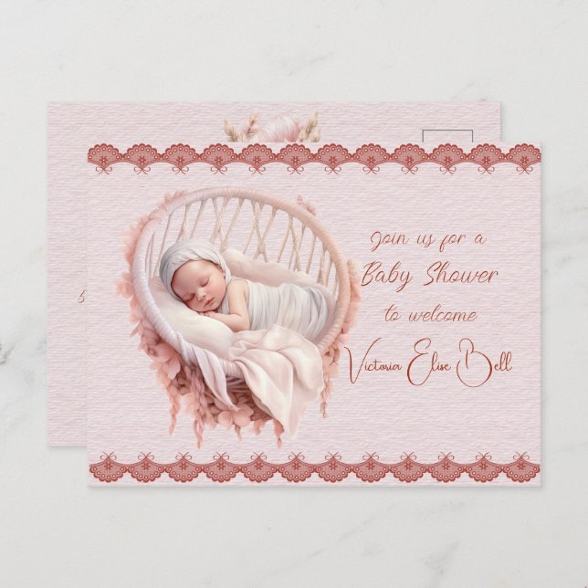 Welcome to a Baby Girl Shower Invitation Postcard (Front/Back)